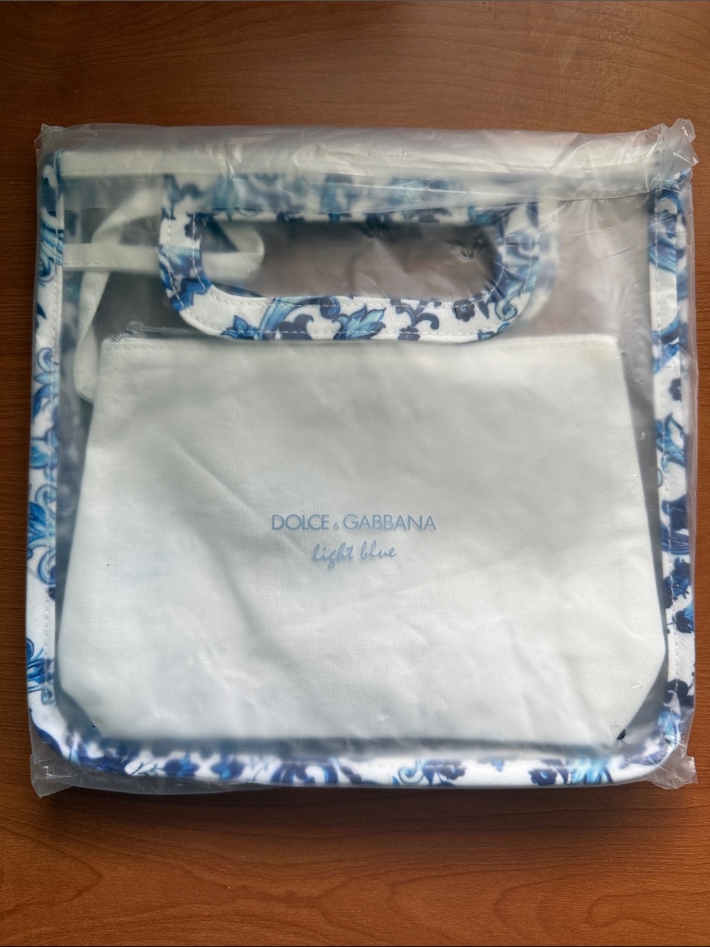 Dolce & Gabbana White and Blue Clear Mini Tote Beach Bag